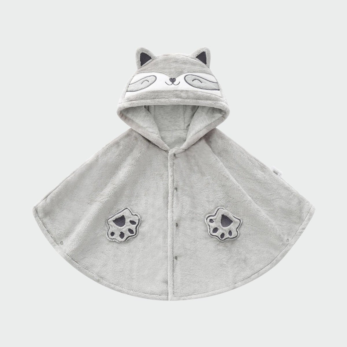 Poncho Enfant Gris Tête de Chat