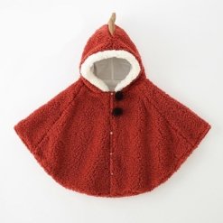 Poncho Enfant Rouge Polaire Crête