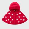 Poncho Enfant Rouge à Cœurs Blancs