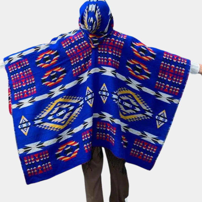 Poncho Homme à Capuche Ethnique