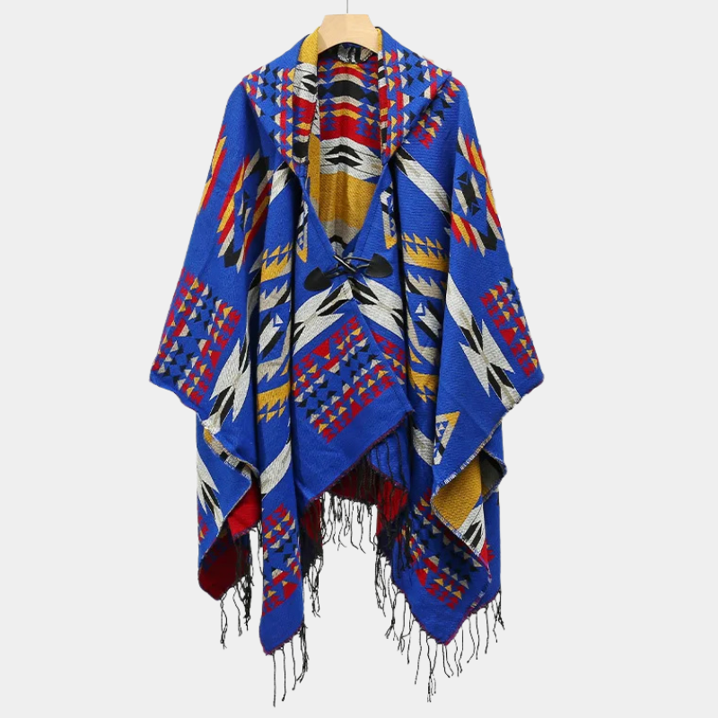 Poncho Homme à Capuche Ethnique