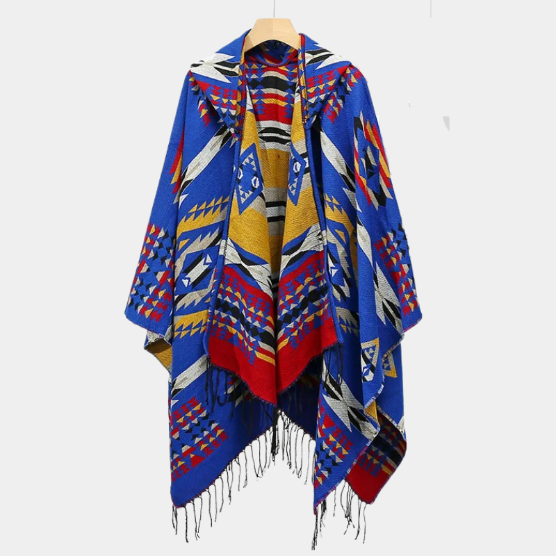 Poncho Homme à Capuche Ethnique