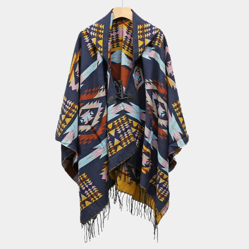 Poncho Homme à Capuche Ethnique