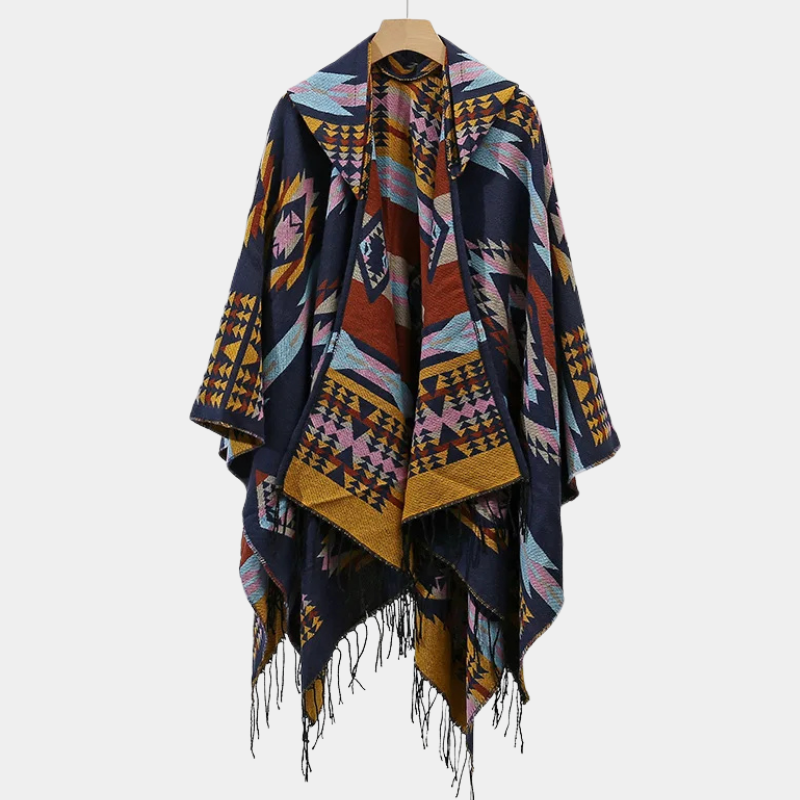 Poncho Homme à Capuche Ethnique