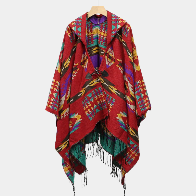 Poncho Homme à Capuche Ethnique