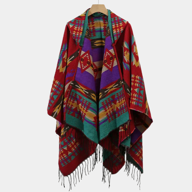 Poncho Homme à Capuche Ethnique