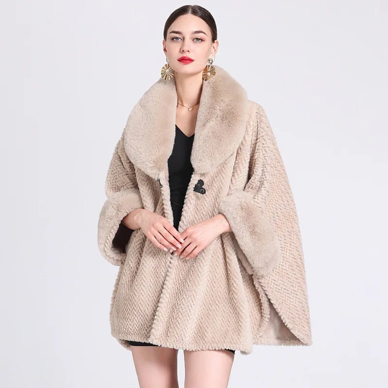 Poncho Femme en Velours Fausse Fourrure