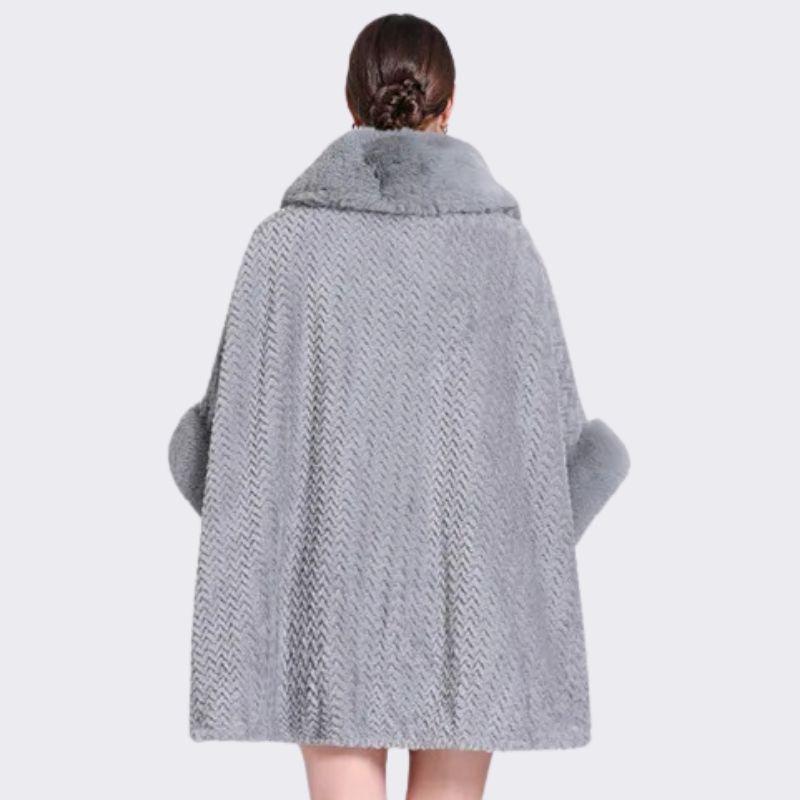 Poncho Femme en Velours Fausse Fourrure