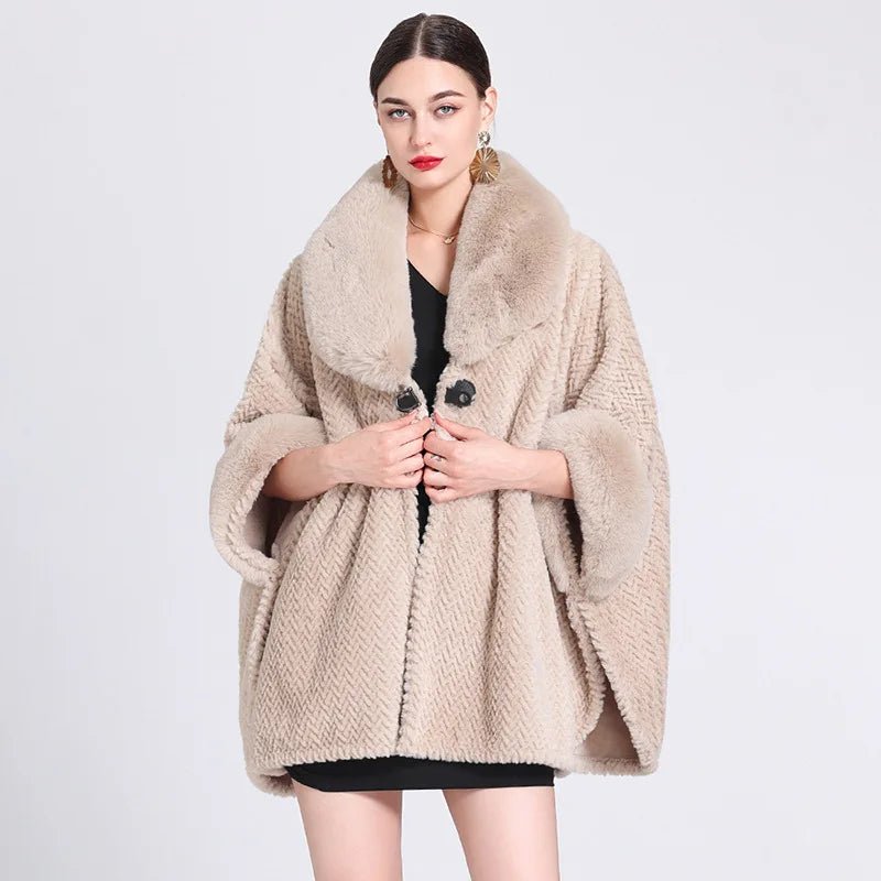 Poncho Femme en Velours Fausse Fourrure