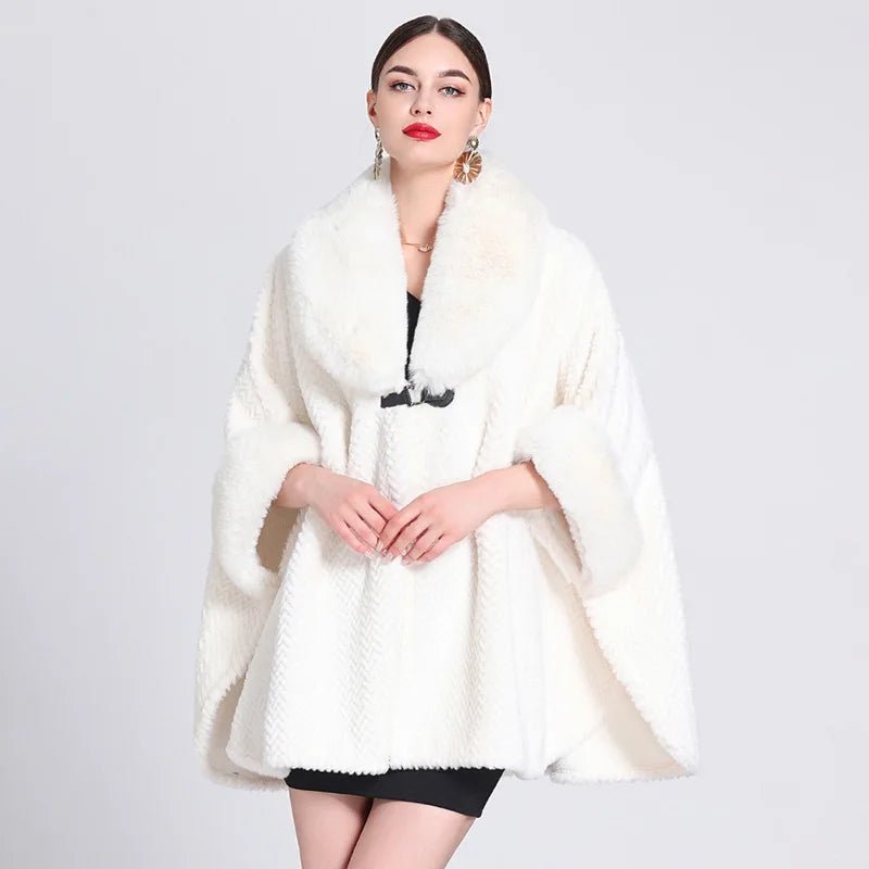 Poncho Femme en Velours Fausse Fourrure