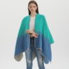Poncho Femme Bleu et Noir Dégradé