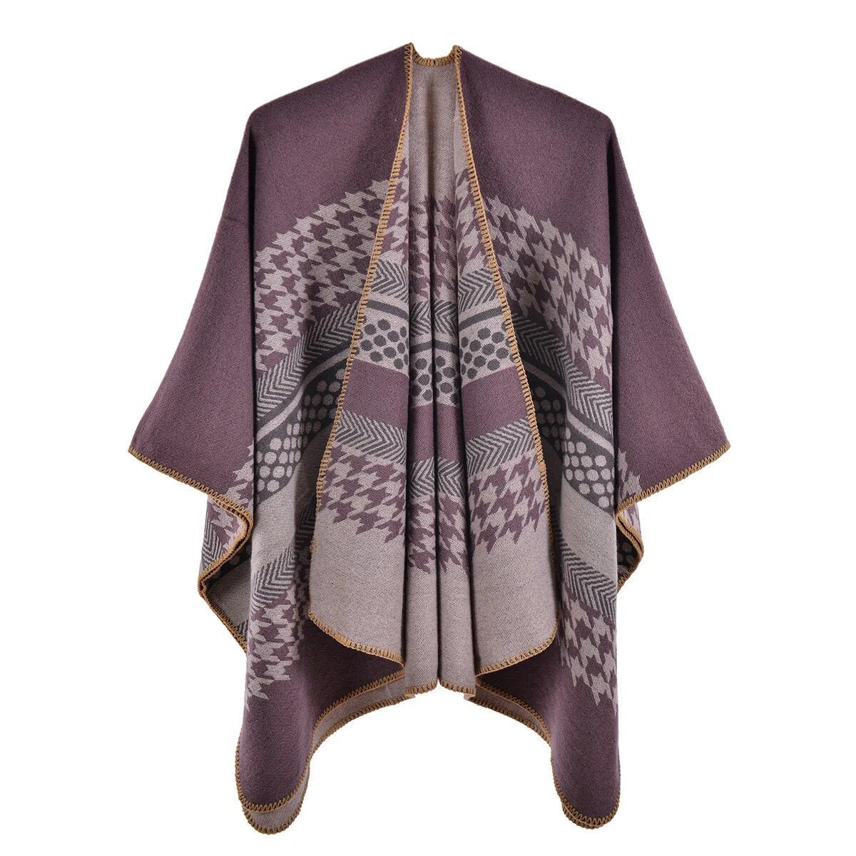 Poncho Femme Motif Pied de Poule