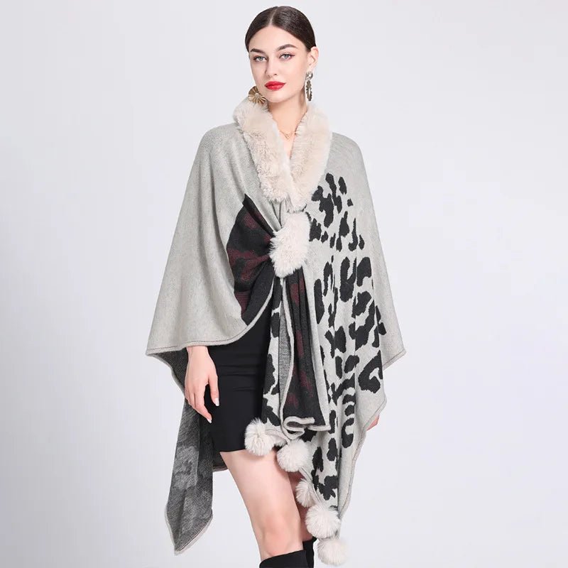 Poncho Femme Léopard Croisé