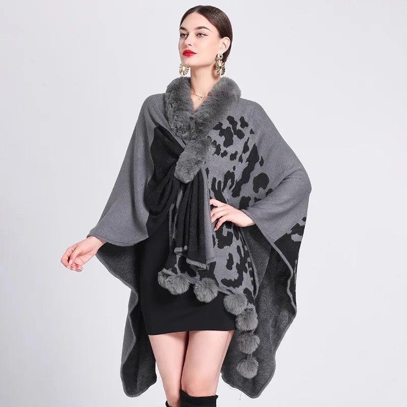 Poncho Femme Léopard Croisé