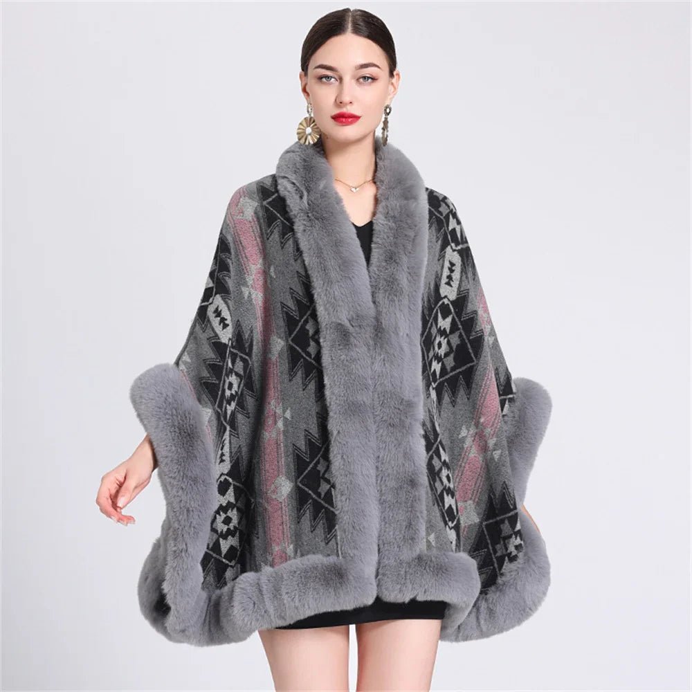 Poncho Femme Maille Ethnique