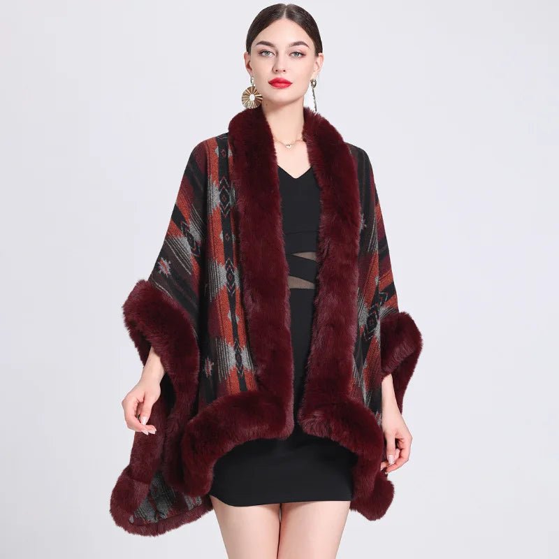 Poncho Femme Maille Ethnique