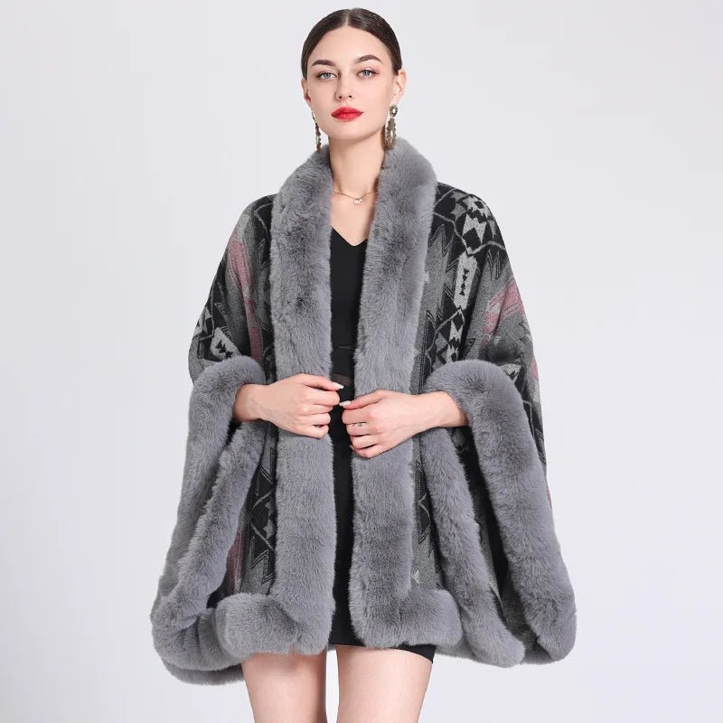 Poncho Femme Maille Ethnique