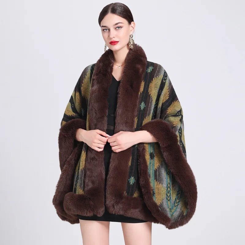 Poncho Femme Maille Ethnique
