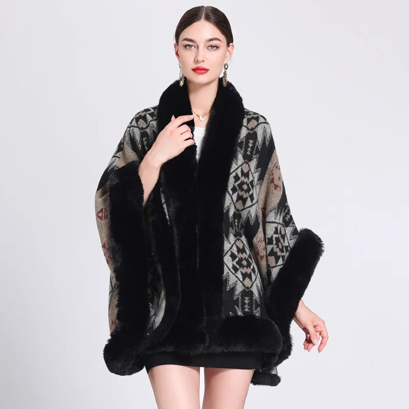 Poncho Femme Maille Ethnique