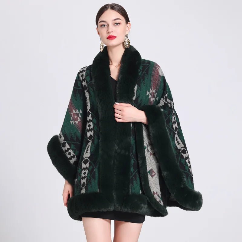 Poncho Femme Maille Ethnique