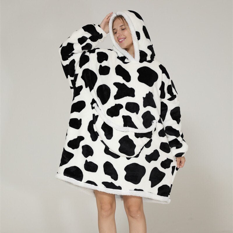 Poncho Plaid Polaire Femme Vache