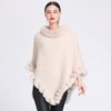 Poncho Femme en Tricot Col Fourrure