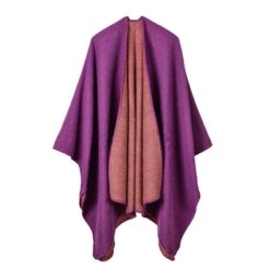Poncho Femme Violet Long