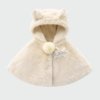 Poncho Fille Beige à Capuche