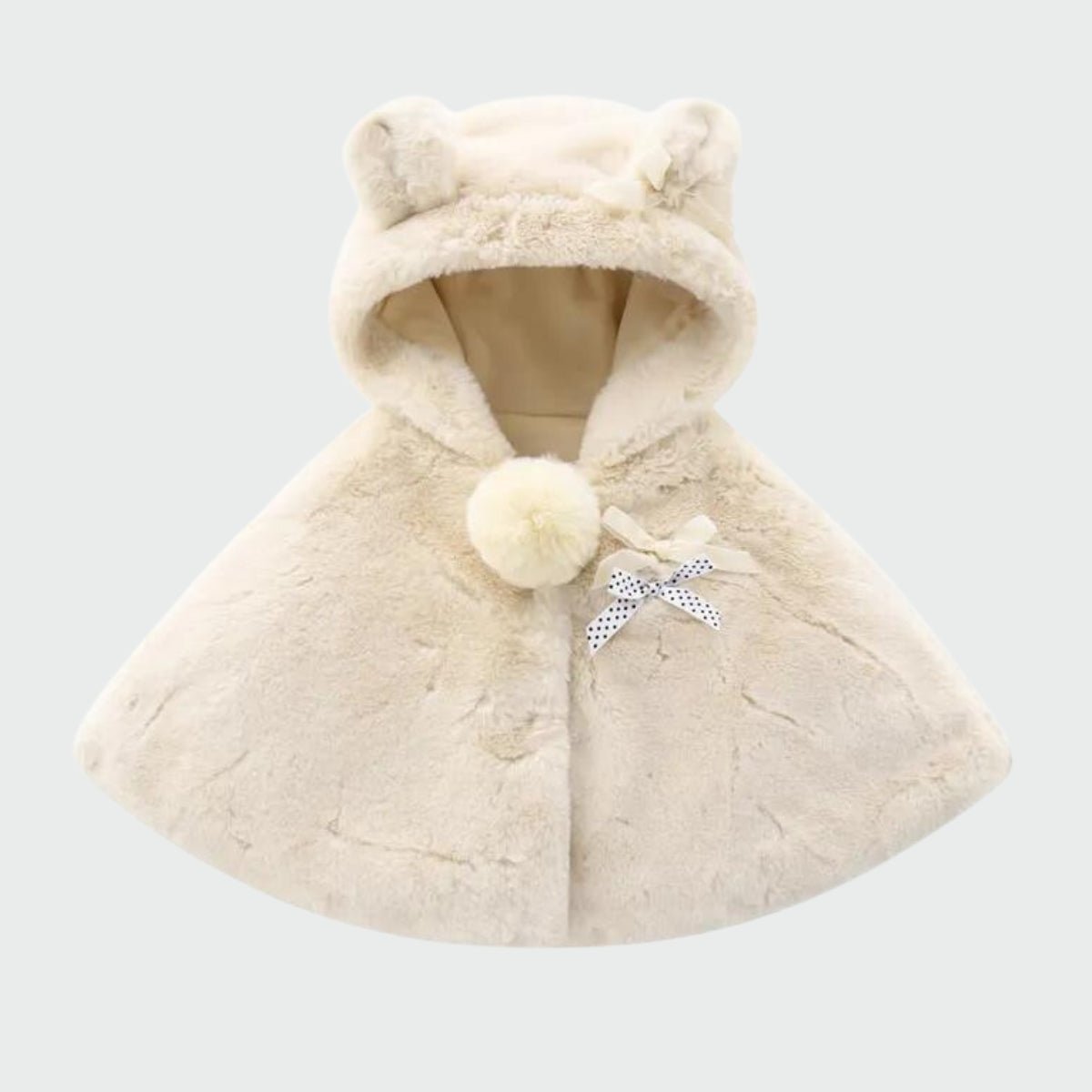 Poncho Fille Beige à Capuche