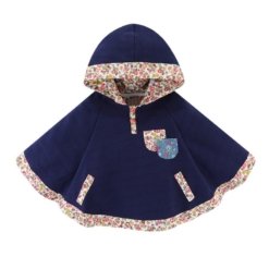 Poncho Fille Bleu Marine Fleuri