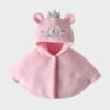 Poncho Fille Hiver Rose à Capuche