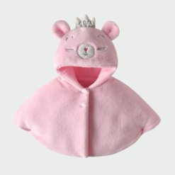 Poncho Fille Hiver Rose à Capuche