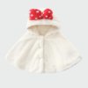 Poncho Fille Blanc Nœud Rouge