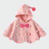 Poncho Fille Rose Fleurs Capuche