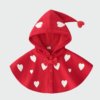 Poncho Fille Rouge à Cœurs