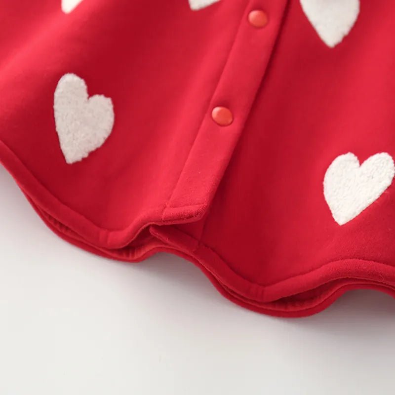 Poncho Fille Rouge à Cœurs