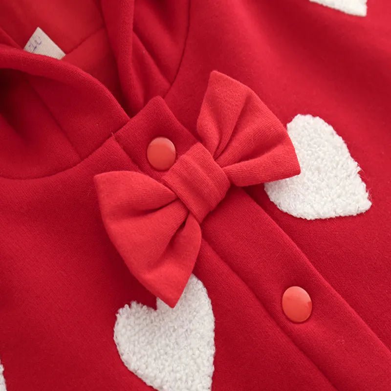 Poncho Fille Rouge à Cœurs