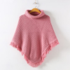 Poncho Fille Tricot Rose à Franges