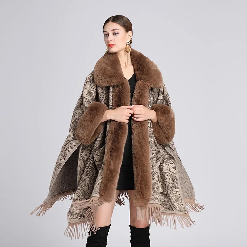 Poncho Fourrure Paisley Chic