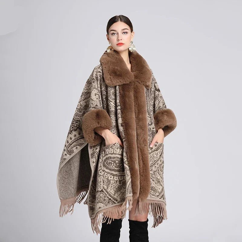 Poncho Fourrure Paisley Chic