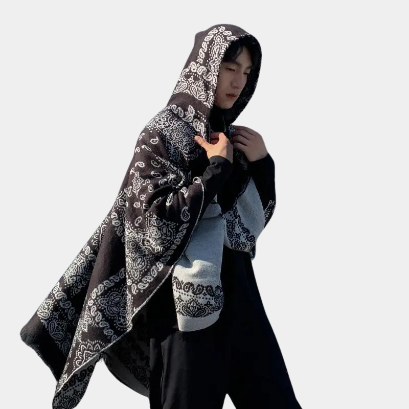 Poncho Homme à Capuche Motif Bandana