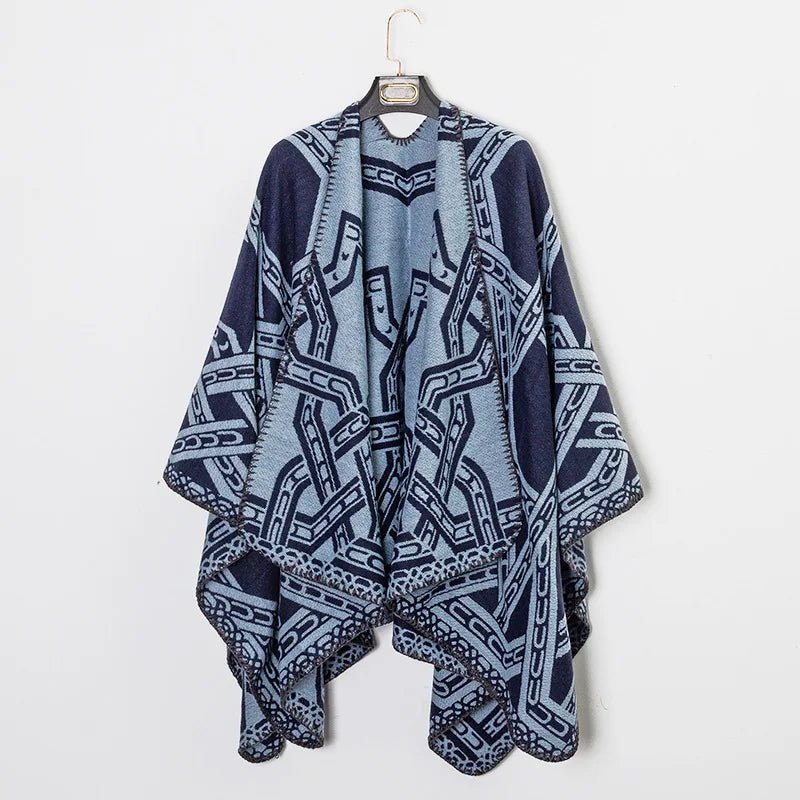 Poncho Homme au Motif Géométrique