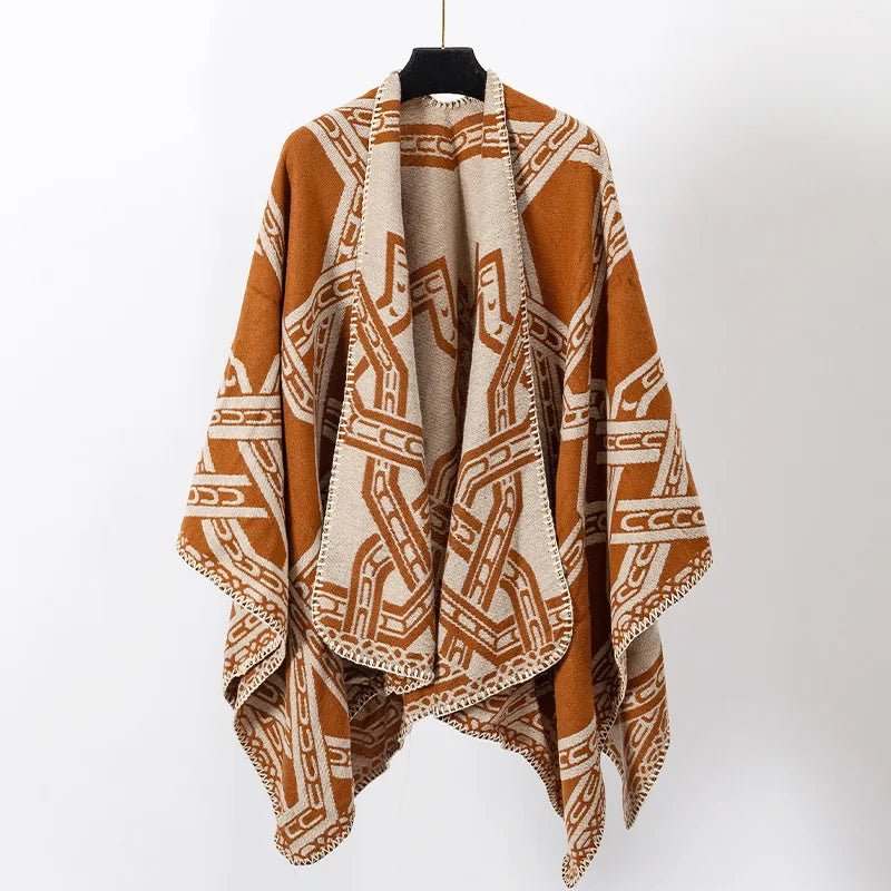 Poncho Homme au Motif Géométrique