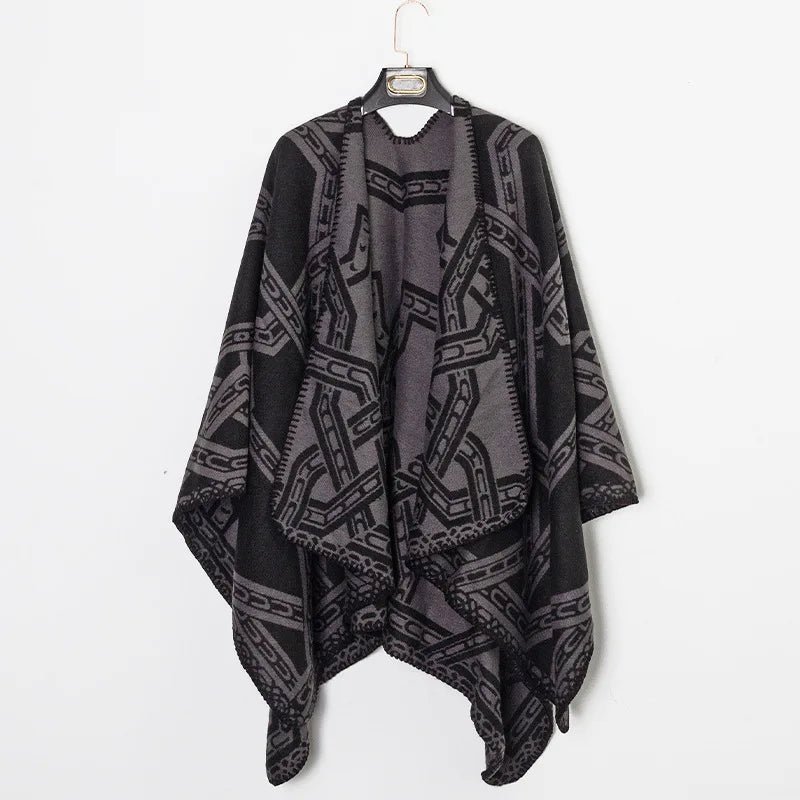 Poncho Homme au Motif Géométrique