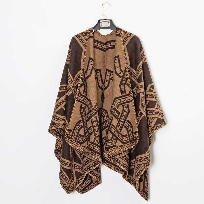 Poncho Homme au Motif Géométrique