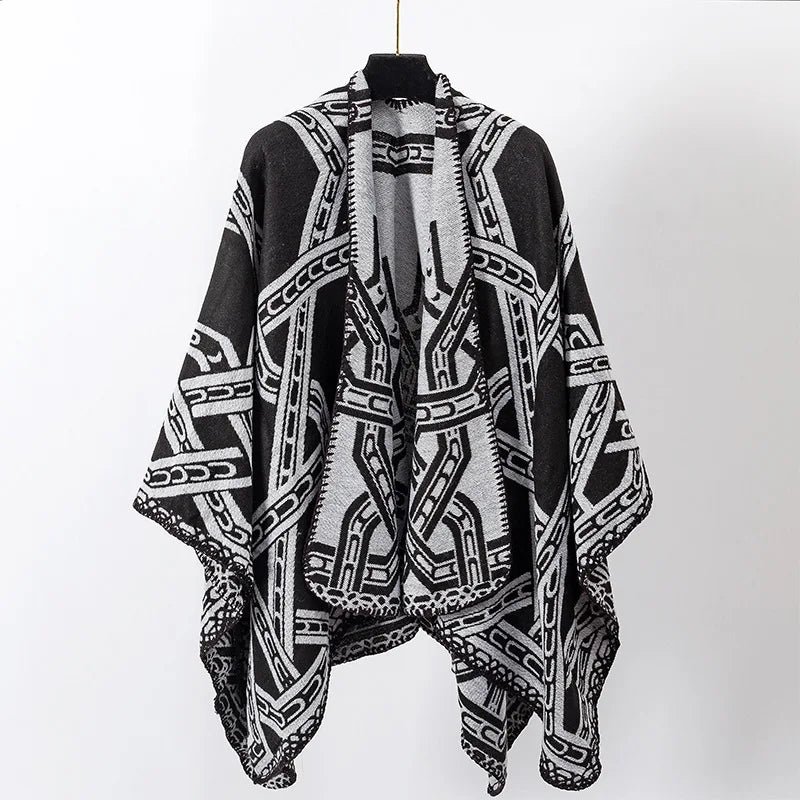Poncho Homme au Motif Géométrique