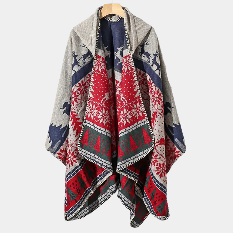 Poncho Homme Hiver Motifs Nordiques