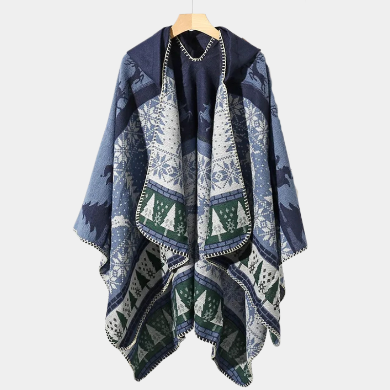 Poncho Homme Hiver Motifs Nordiques