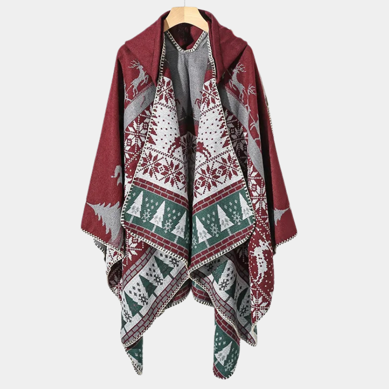 Poncho Homme Hiver Motifs Nordiques
