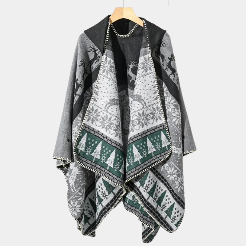 Poncho Homme Hiver Motifs Nordiques
